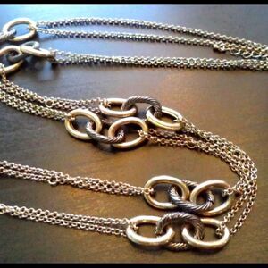 STUNNING VINTAGE ESTATE TEXTURED MULTI TONE LINKED 19" NECKLACE